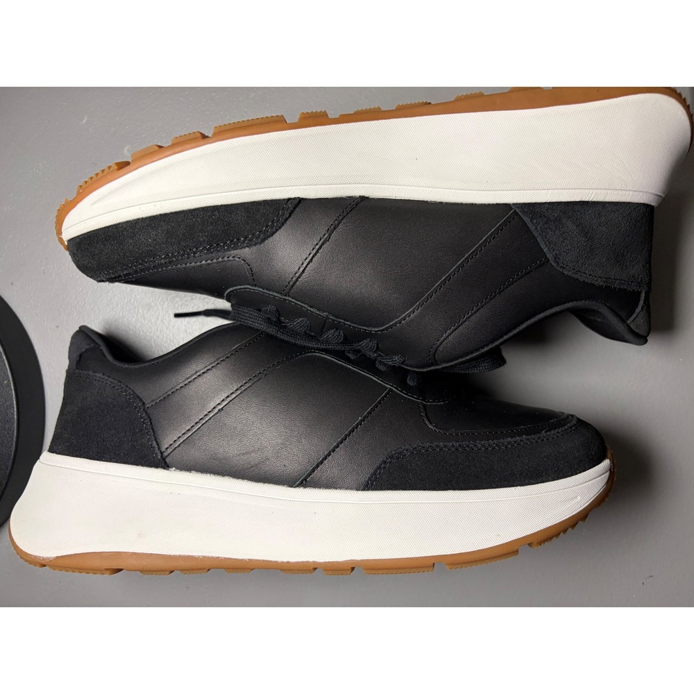 FitFlop‎ F-Mode Flatform Sneakers Womens Size 9 Black Leather Suede Chunky Shoes